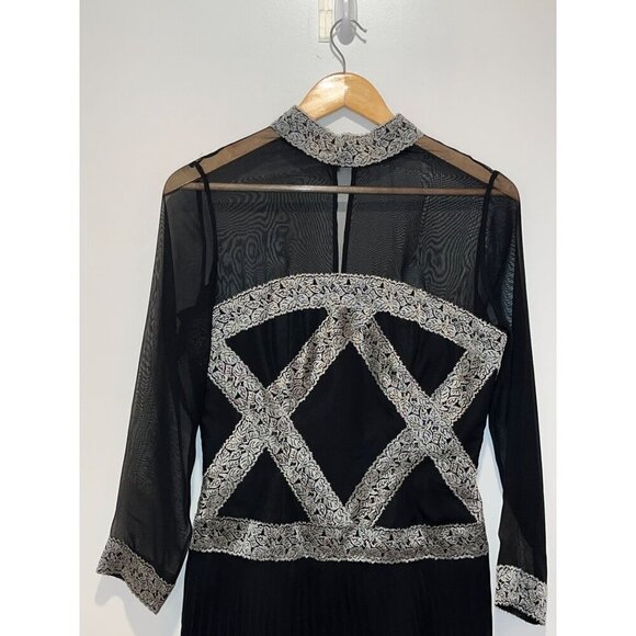 Liancarlo Vintage Sheer Black Long Sleeve Mini Dress Women's size 6 - Picture 8 of 10